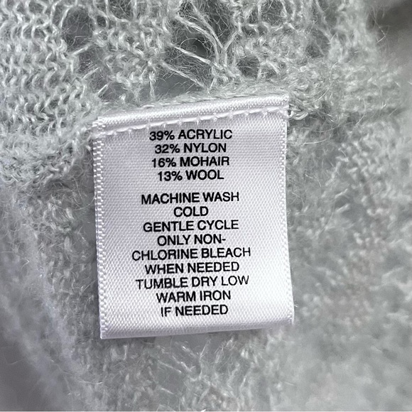 Ann Taylor Mohair Wool Blend Loft Open Cardigan Sweater Pointelle Gray Size XS - Picture 11 of 11